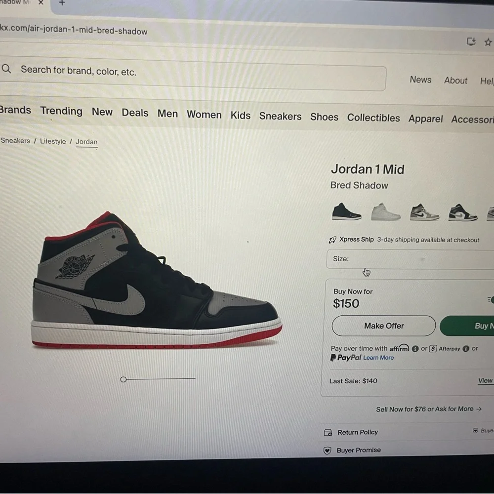 Air Jordan 1 mid bred shadow